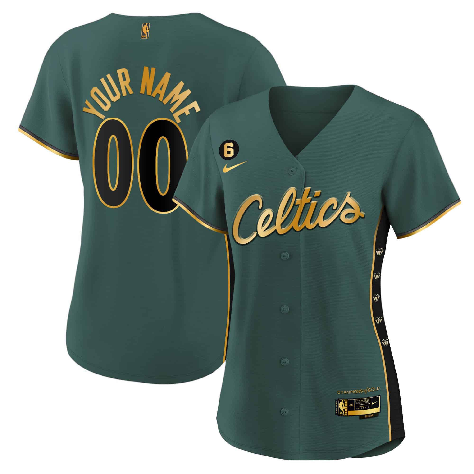 Women Boston Celtics Green 2024 Nike Baseball Custom NBA Jersey style 2->customized nba jersey->Custom Jersey